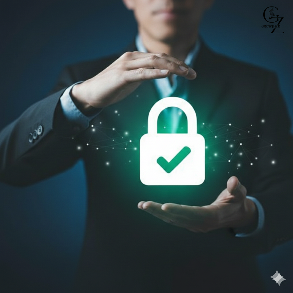 "Illustration of data breach insurance protecting company data from hackers and security threats"